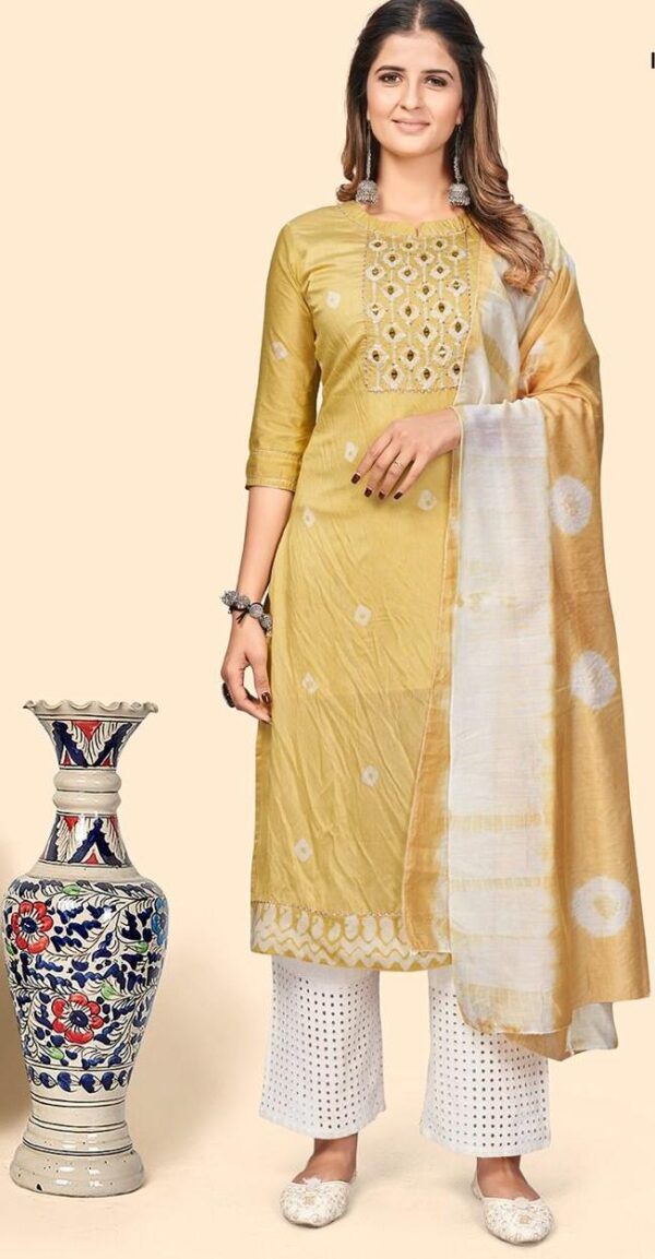 GOLDEN YELLOW CHANDERI SET - Image 2
