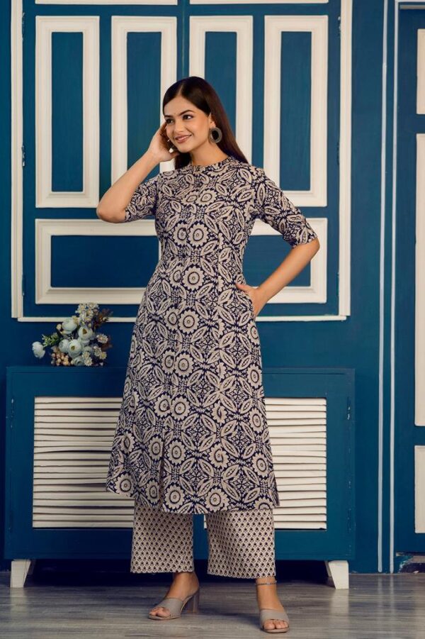 KALAMKARI PRINTED SET BLUE