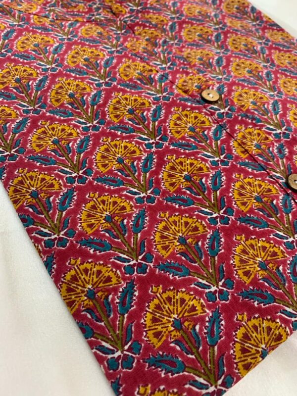 RED YELLOW FLORAL KURTA - Image 2