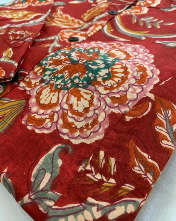 RED FLORAL KURTA - Image 2