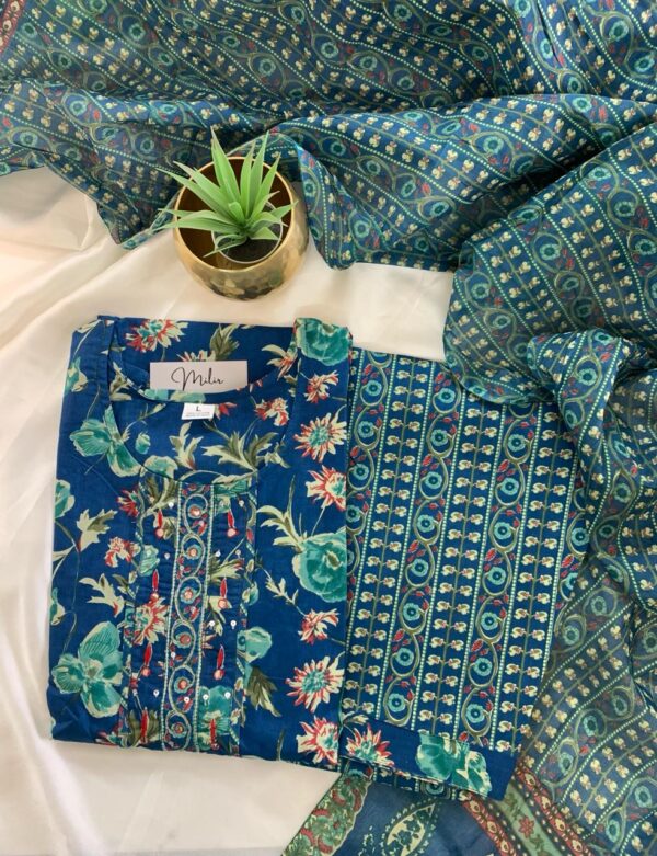 BLUE GREEN COTTON SUIT
