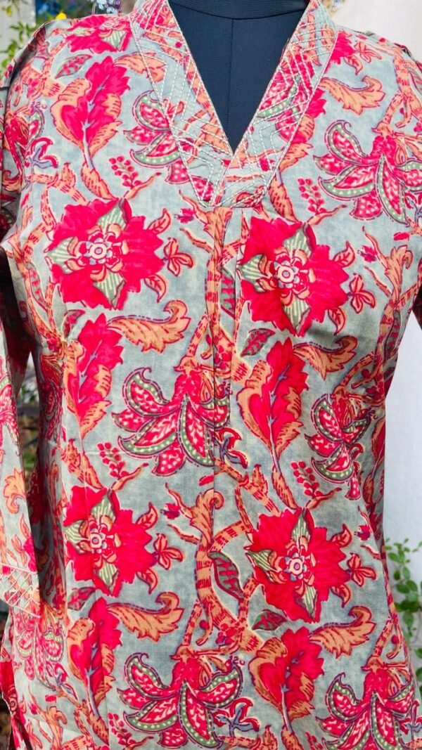 FLORAL ORANGE KURTA - Image 3