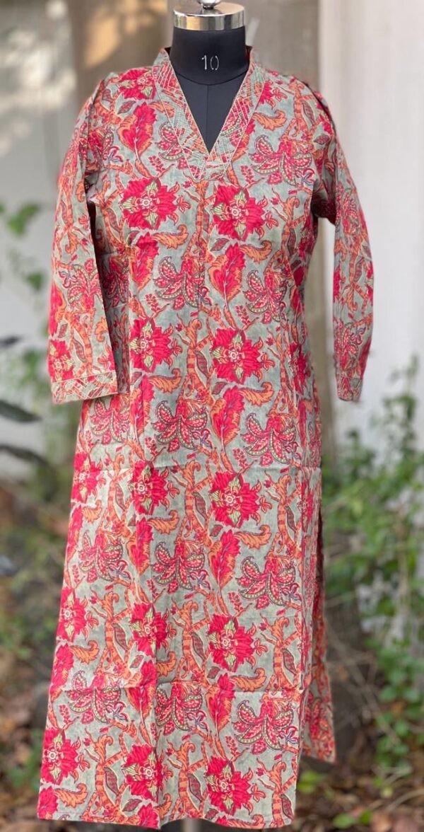 FLORAL ORANGE KURTA - Image 2