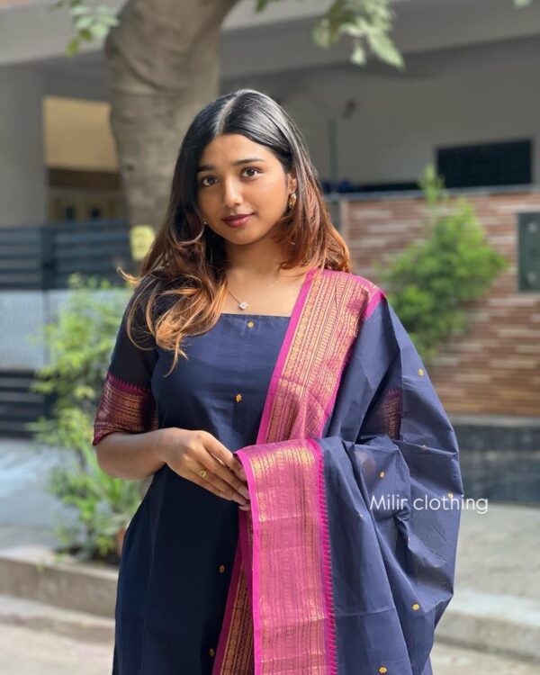 Traditional Blue Pink Kanchi Set - Image 2