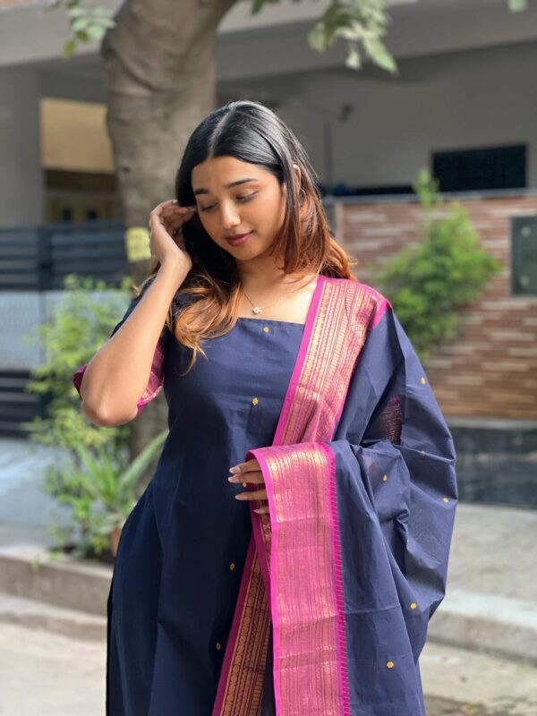 Traditional Blue Pink Kanchi Set - Image 3