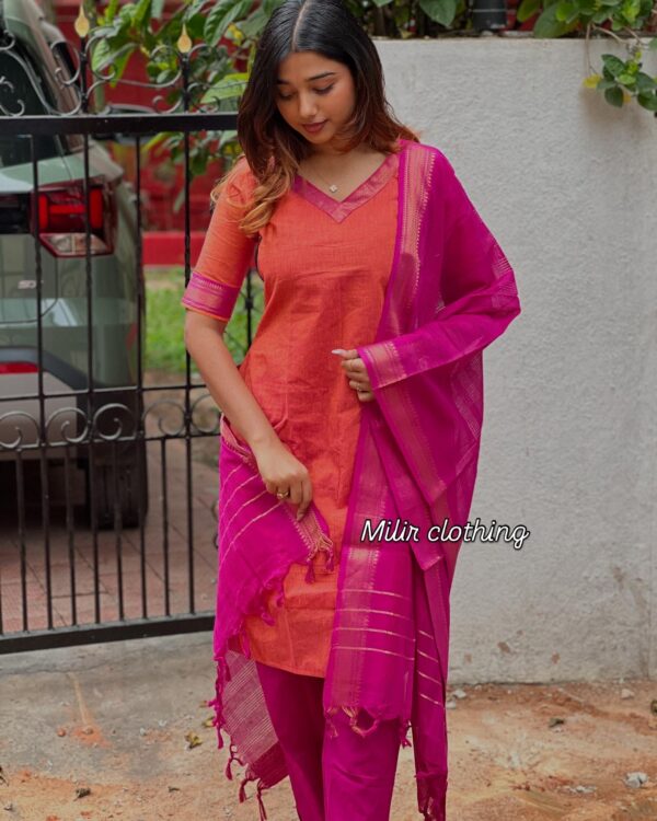 Mangalgiri Yellow Pink Suit